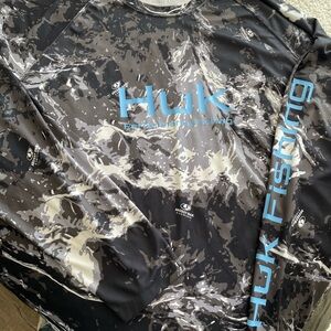 Huk Camo Performance Long Sleeve Shirt with Blue Logo